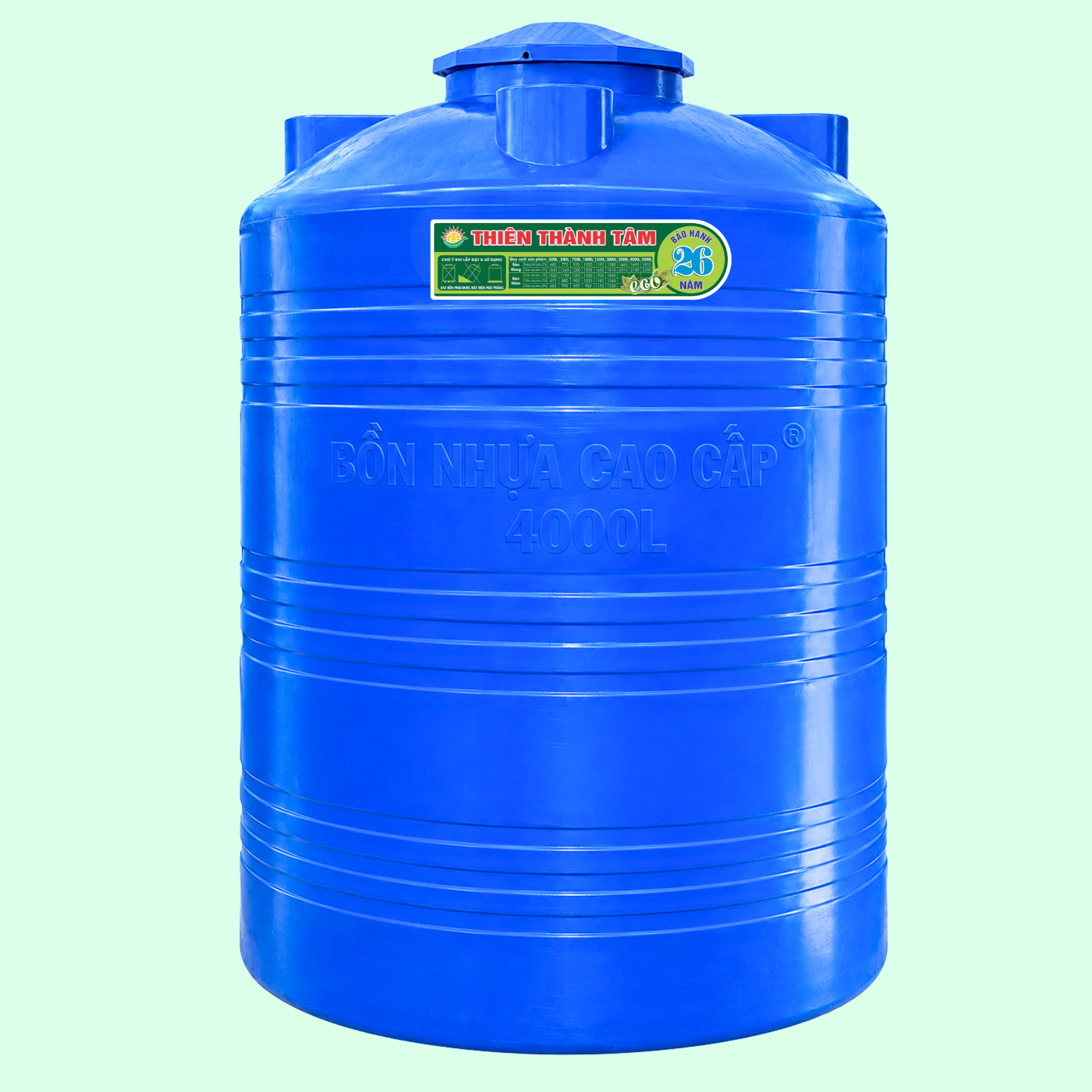 Bồn nhựa 4000L đứng 1700 x 2220mm